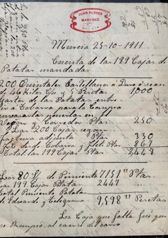 Carta de Juan Flores desde Murcia