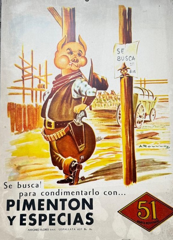 Publicidad vintage de Especias 51 — Se busca para condimentarlo con Pimentón y Especias 51